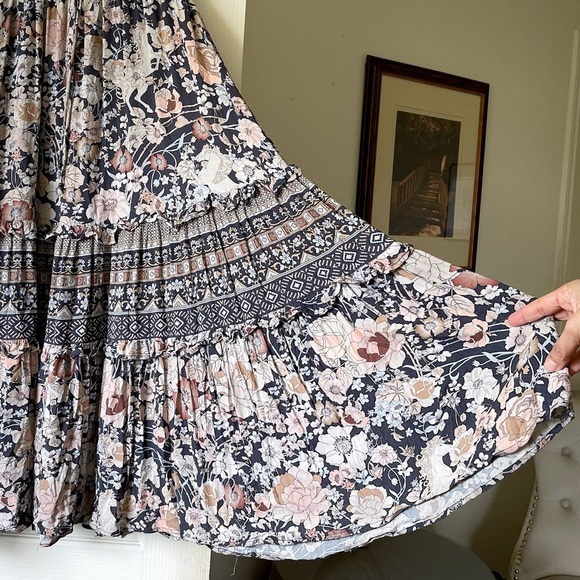 Spell Amethyst Maxi Skirt Boho Tiered Floral Nightfall Small EUC - Picture 3 of 7